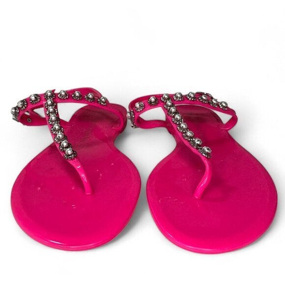 Stuart Weitzman Goldie Pearl Crystal Jelly Thong Sandal - Pink Sz US 8, EU 38.5 - Picture 5 of 15